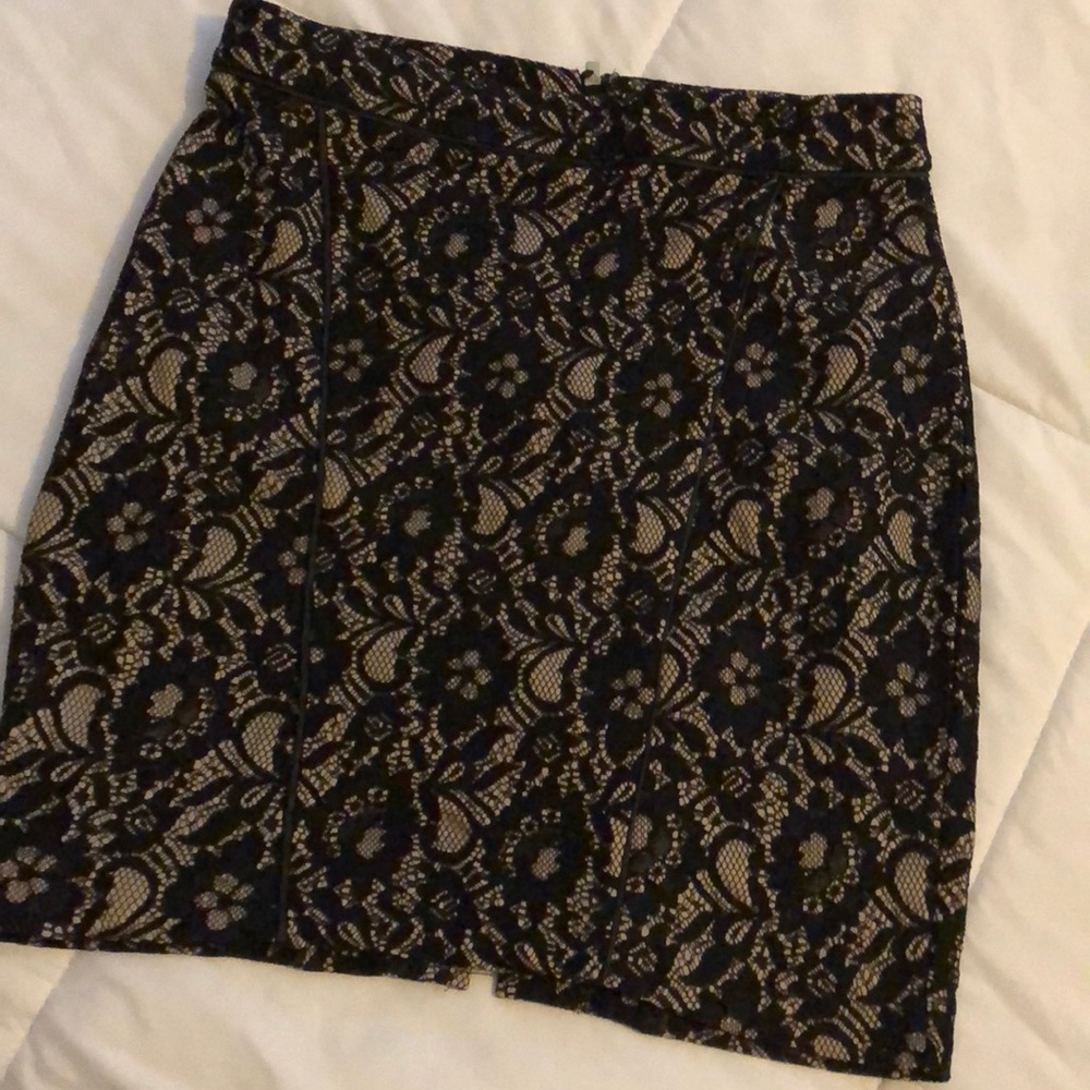 Black lace mini skirt